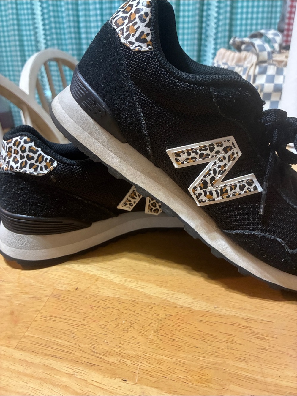 New Balance Black Sneakers with Leopard Accents
